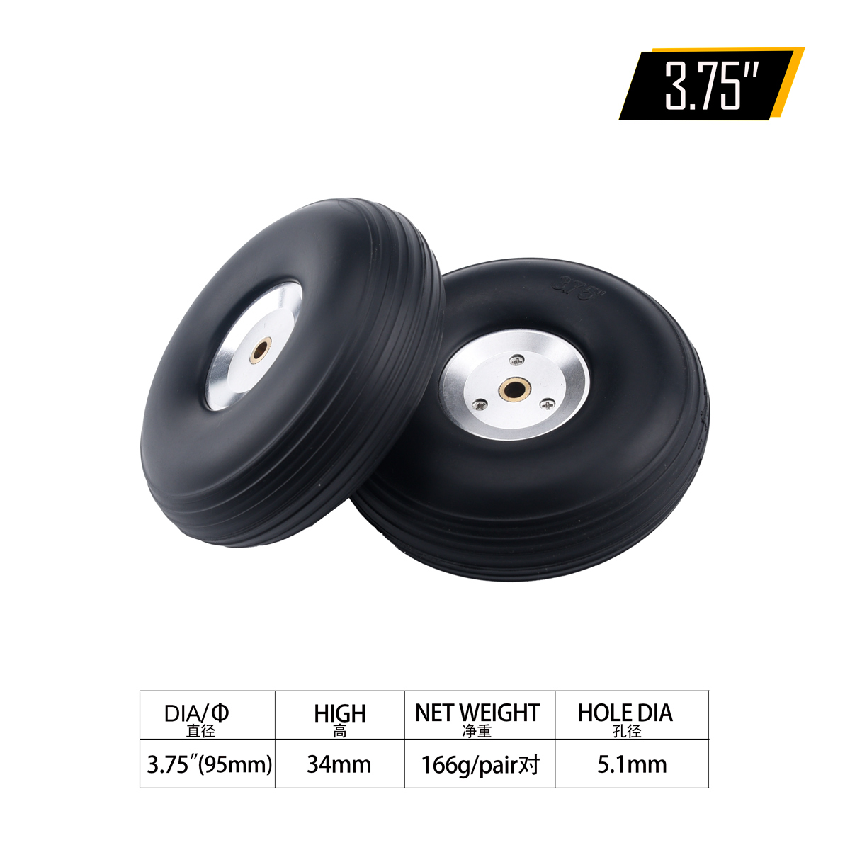 Roue en PU pour modèle d'avion RC, avec moyeu en alliage d'aluminium, 1/1, 2 pièces 25/1.5/1.75/2/2.25/2.5/2.75/3/3.25/3.5/3.75/4/4.5/5 pouces: Bleu marine