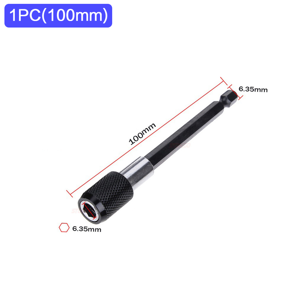 STONEGO 1PC/3PCS 1/4 Inch Quick Hex Shank Release Magnetic Electric Screwdriver Extension Bit Holder 60/100/150mm Extension Rod: black