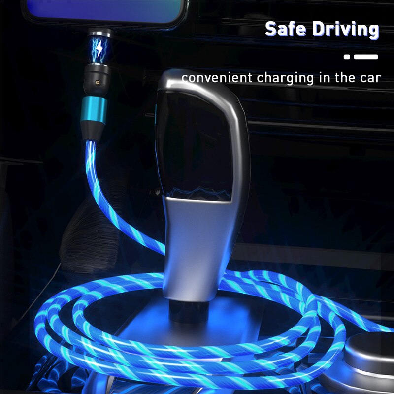 USLION Neue 540 ° Magnetische USB Kabel Stromer LED Ladung Typ C Kabel Ladegerät Mikro magnetisch Telefon USB Kabel Für iPhone Samsung