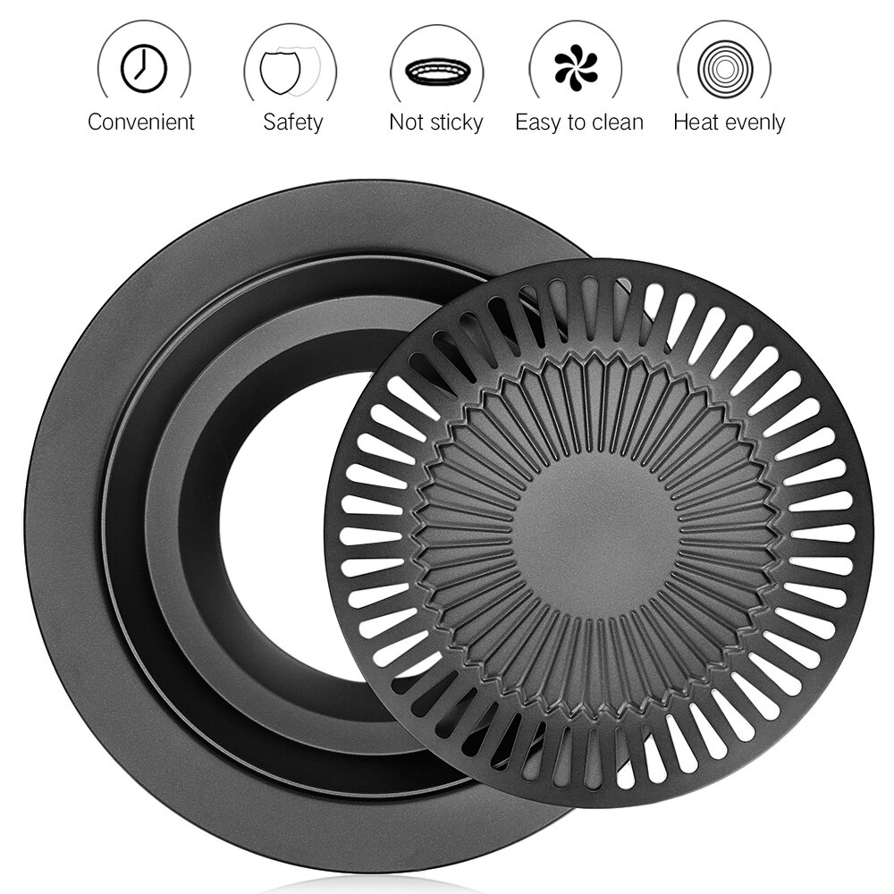 32cm Round Iron Korean BBQ Grill Pan Non-stick Barbecue Kitchen Cooking Plate Portable Outdoor BBQ Grill Accessories Tools