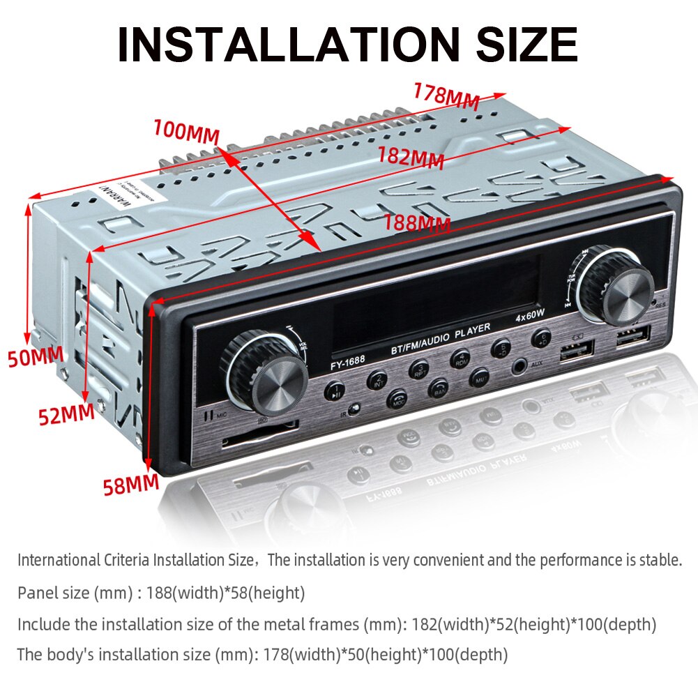Auto Multimedia Speler Auto Radio Autoradio Met Bluetooth Fm Stereo Audio MP3 Ontvanger Usb Radio Automotive Elektronische Onderdelen