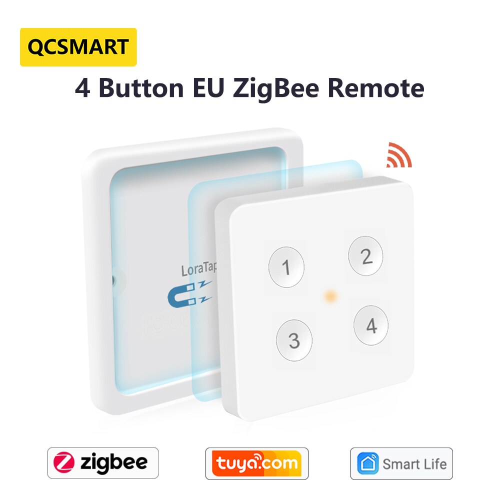 ZigBee 3.0 Wireless 8 Type Push Button Switch Remote Tuya Smart Life App Control Scene Automation ZigBee2MQTT Home Assistant: 4 Button EU Remote