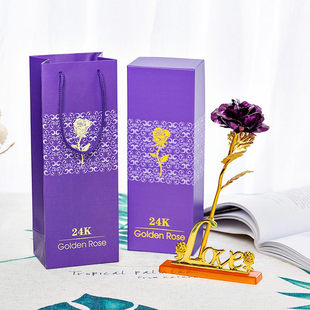 24K Gold Foil Rose Gold Rose Valentine's Day Wedding Anniversary Gold Foil Box Giveaway Small
