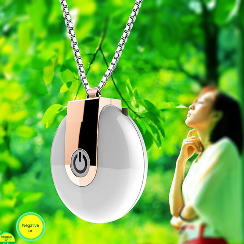 Wearable Air Purifier Personal Mini Air Necklace Negative Ion Air Freshener No Radiation Low Noise for Adults Kid USB Portable