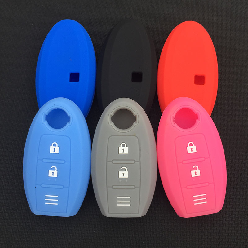 Housse de protection pour clé de voiture en Silicone, 3 boutons, pour Nissan Micra Murano Juke Alissa Pulsar x-trail note almera Altima, télécommande: Bleu