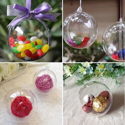 Boule de décorations de noël, 1 pièce, boule transparente en plastique ouvert, décoration de boîte