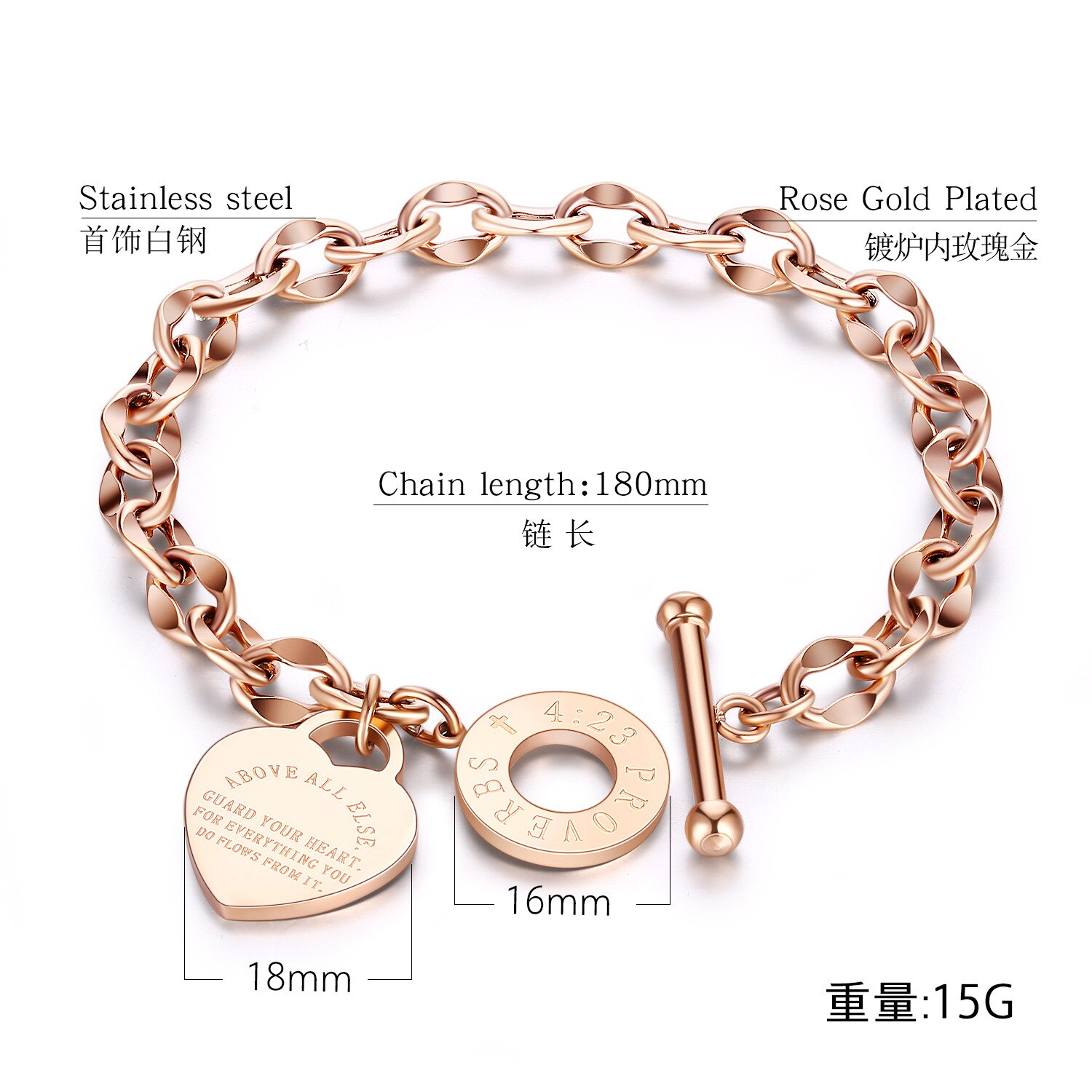 Pulsera con forma de corazón, colgante de proverbios para mujer, de de Metal, pulseras de Tif, de joyería de oro a la para mujer