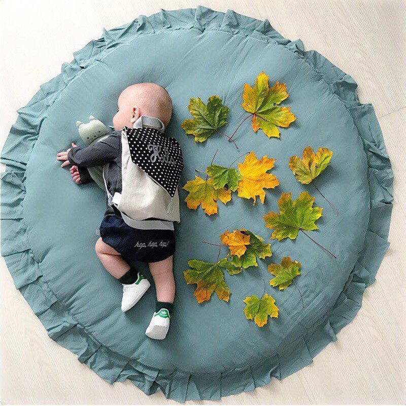Blød rund bomuld baby gym legemåtter børneværelse tæppe legemåtte kravle værelse gulv tæppe værelse dekoration pude foto rekvisitter