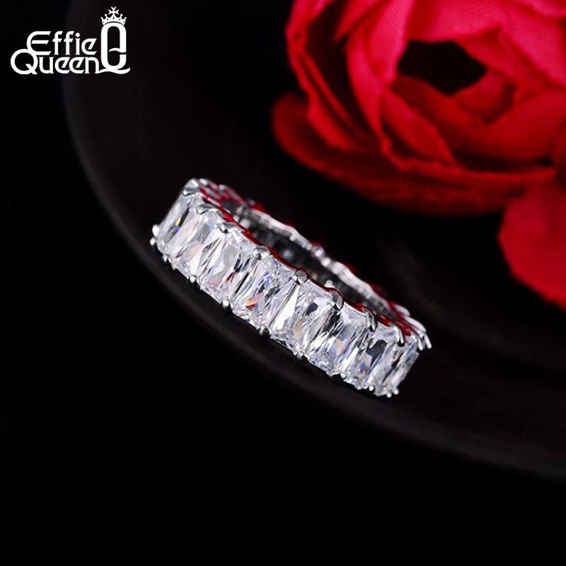 Effie Queen Rij Eeuwige Crystal Sieraden Wedding Ring Clear Mode Eternity Ringen Voor Vrouwen Sieraden DR146