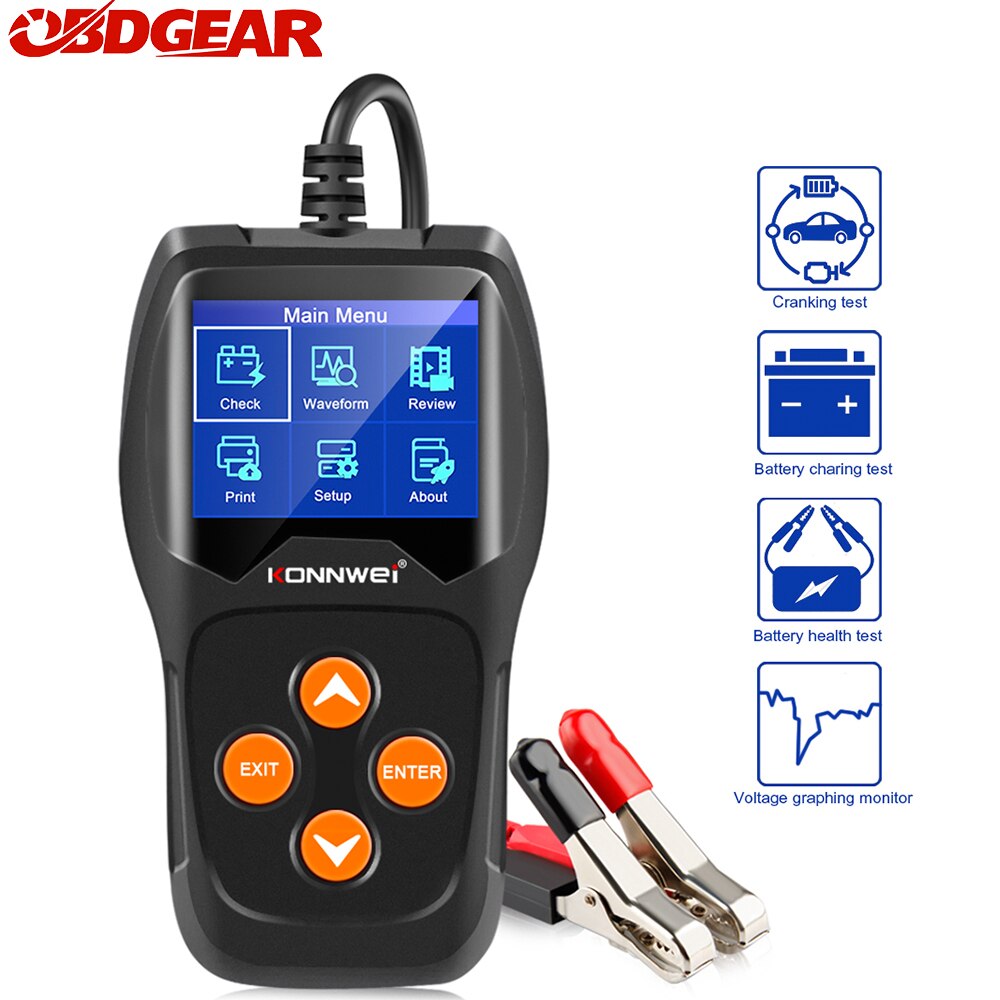 KONNWEI KW600 Auto Batterie Tester 12V Analysator 100 zu 2000CCA Prüfung Batterie Gesundheit/Fehler 12V Digitale Farbe bildschirm Auto diagnostizieren