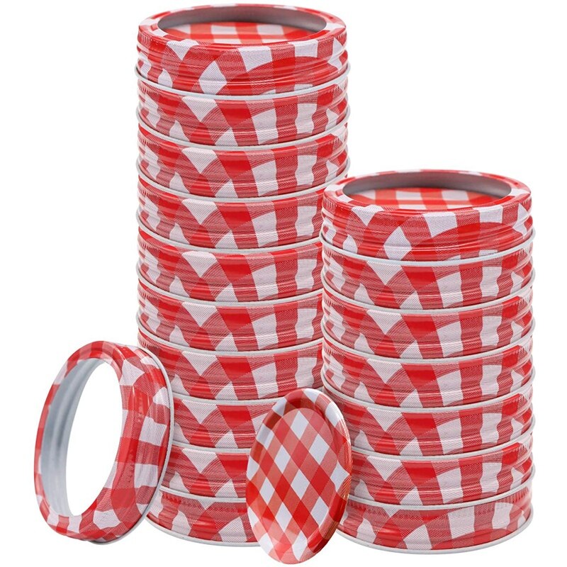 Inblikken Deksels En Ringen, 24 Sets Regelmatige Mond Inblikken Deksels Luchtdicht Lekvrij Mason Jar Caps Mason Pot Deksels: Default Title