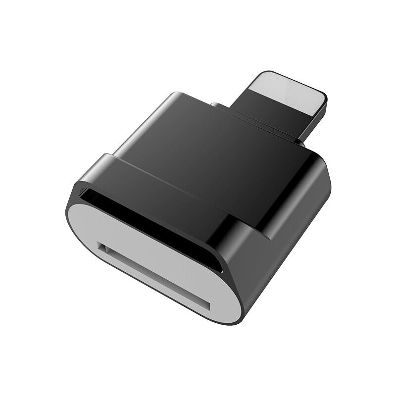 Mini lecteur de carte MicroSD Lightning pour iPhone 11 Pro Max Xr, lecture de vidéo, transfert de données Photo, adaptateur caméra TF, Excel, fichier Word: TF Reader Black