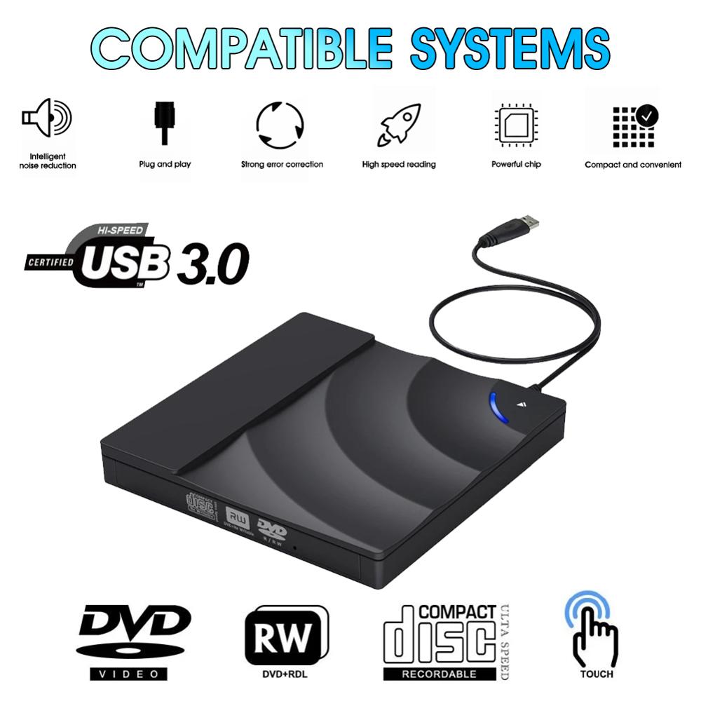 Externe DVD Drive USB 3,0 Tragbare CD/DVD Player Brenner für Laptop PC Windows XP/7/8, mac OS