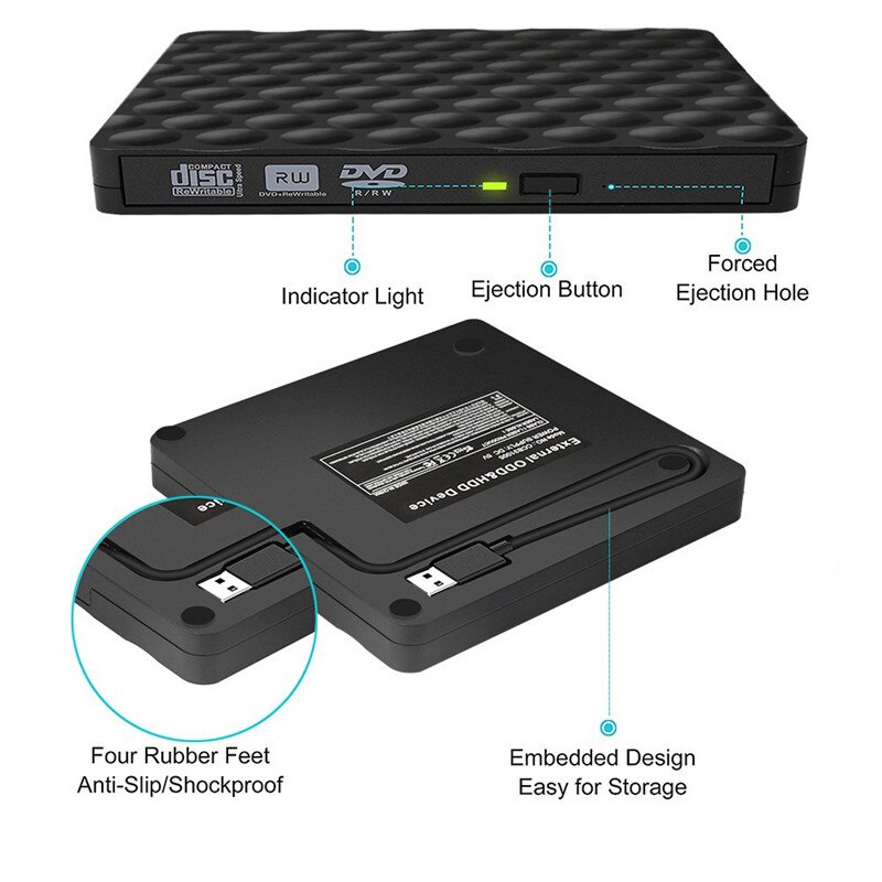 Ekstern usb 3.0 cd dvd rom afspiller optisk drev dvd brænder læser dvd optager plug and play