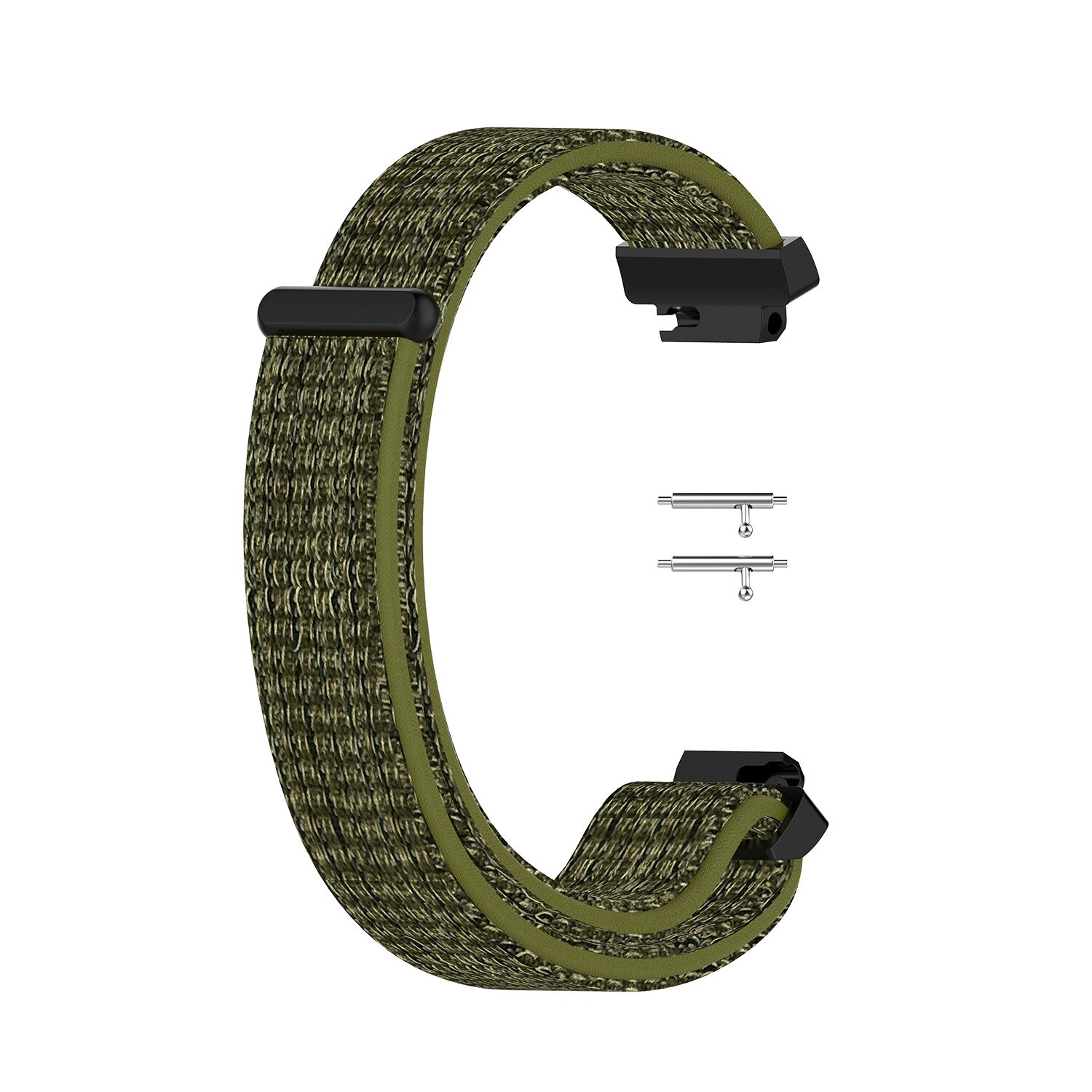 Zachte nylon loopbackband, geweven klittenband polsband, horlogeband voor fitbit inspire hr/inspire smartwatch: Olijfgroen