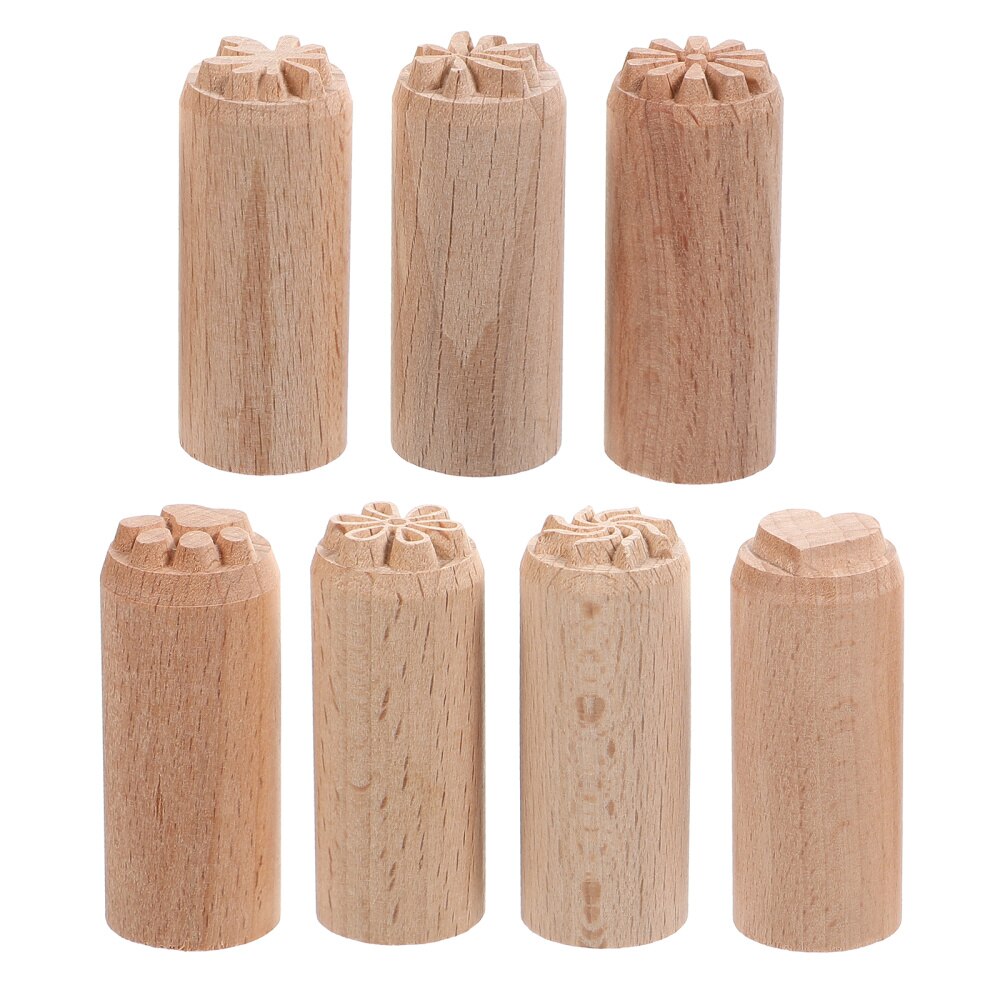 Wooden Clay Pottery Stamp Pottery Tool Wood Block Stamp Clay Decorative Stamp: As Shown 7pcs