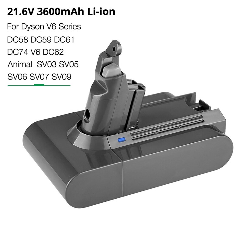 Ladattava li-ion-imurin akku dyson  v6 v7 v8 v10 -sarjaan  dc59 dc62 sv03 sv05 sv06 sv09 sv12 dc31 dc34 dc35 dc45: V6 3600 mah