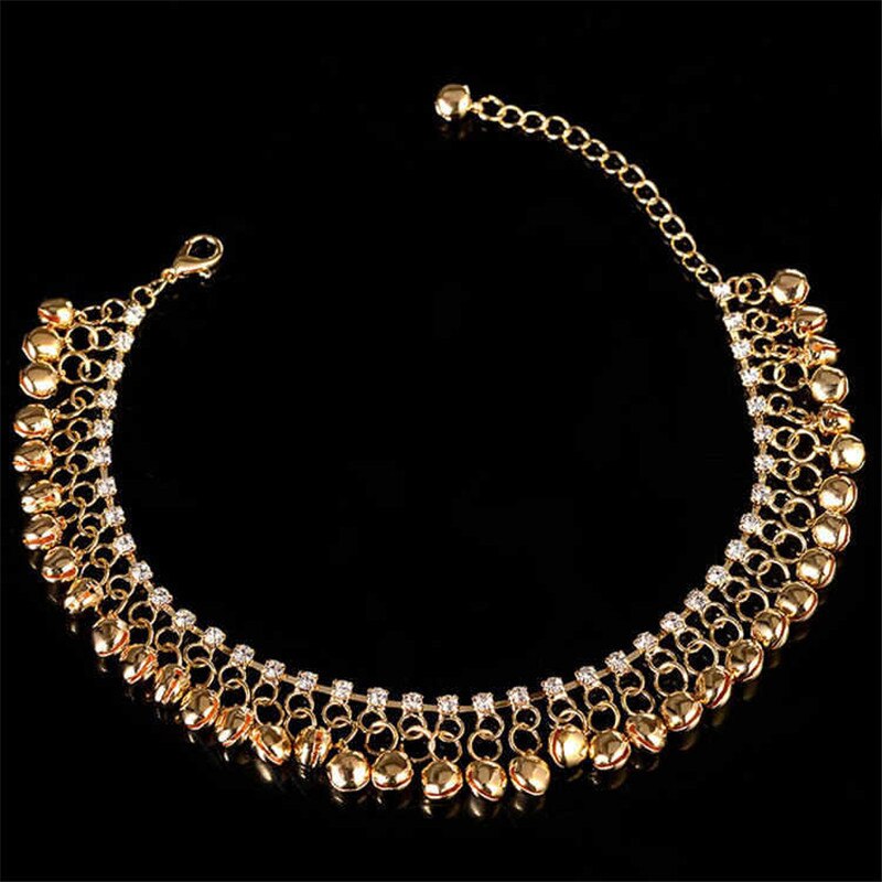 Gold Silver Color Beach Bells Anklet For Women Alloy Leg Bracelet Anklet Nation Accessories Jewelry: gold