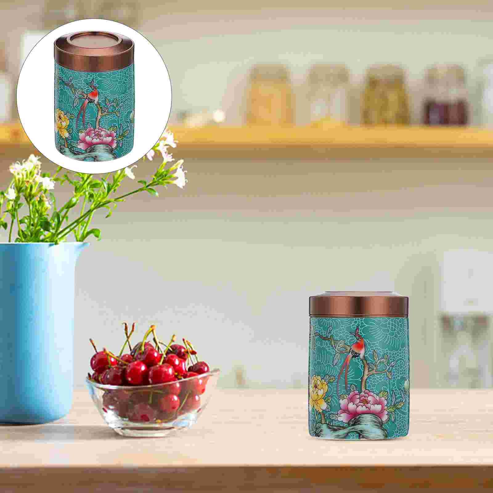 Painted Bulk Tea Container Ceramic Tea Caddy Scented Tea Packaging Canister: Green