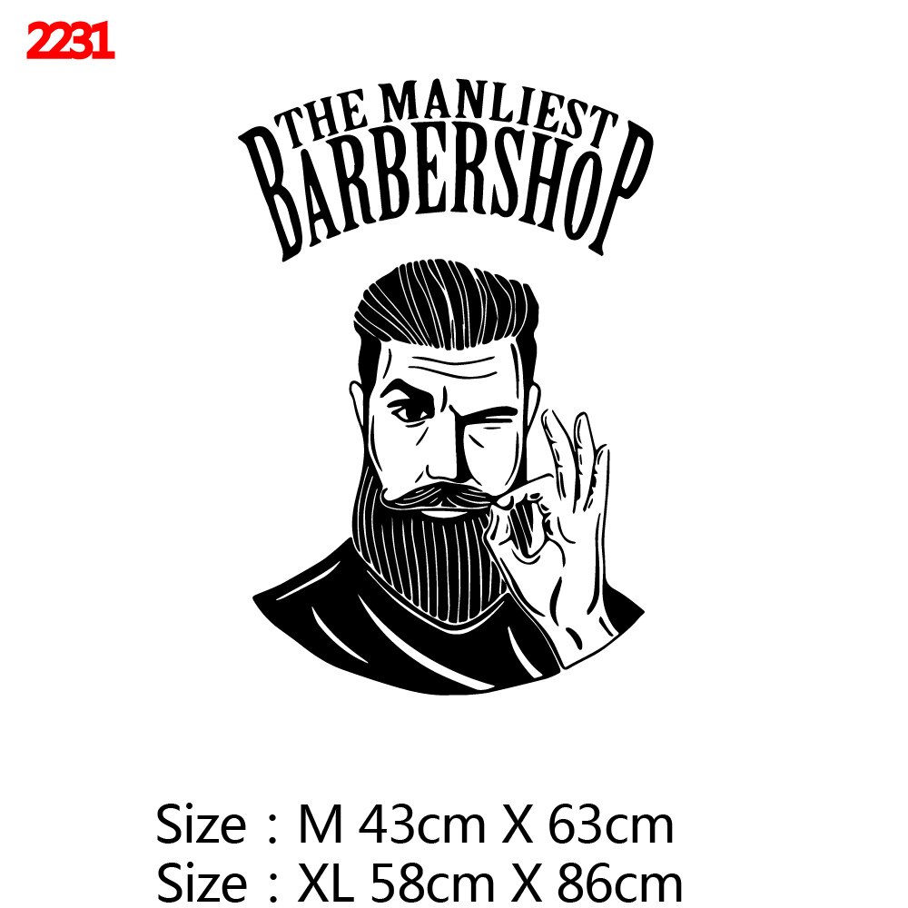 Decoratie voor een kapperszaak, muursticker voor een knipbeurt, stickers voor op maat gemaakte etalageglazen, muurschilderingen #39 #39: Stijl 9 / Maat xl