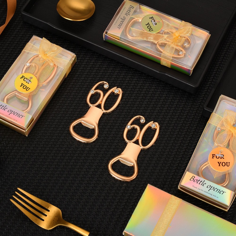 Goldener Geburtstags-Flaschenöffner für 30., 40., 50., 60., 70., 80. Geburtstag, Party, Hochzeitstag, Dekoration, Gastgeschenk, Gäste