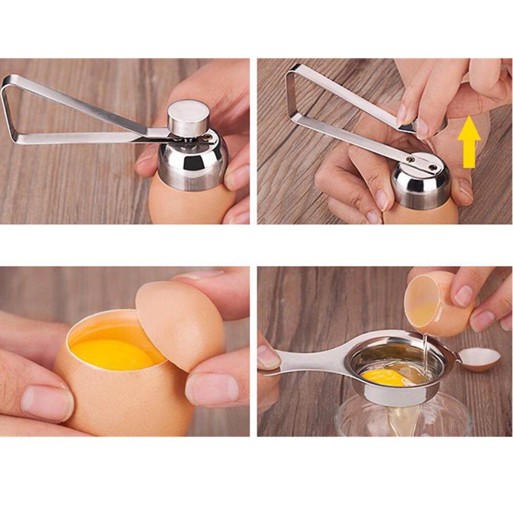 Stainless Steel Egg Topper Cutter Shell Opener Boiled Raw Egg Open Scissors Tool