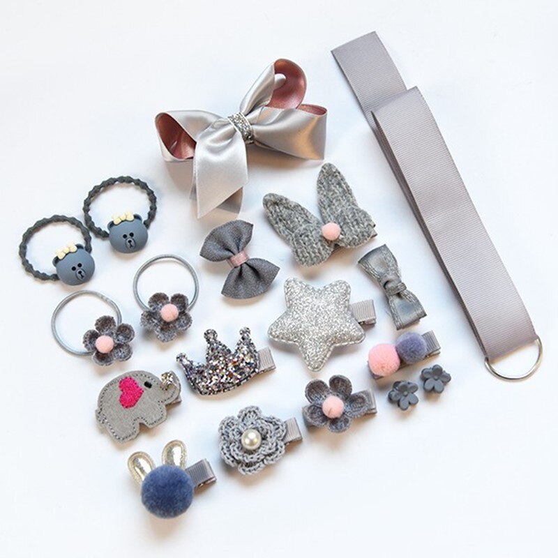 18pcs Children Hair Clip Girl Headwear Boxed Hairpin Hair Rope Accessories Hair Ring Circle Kid Lovely Rubber Band