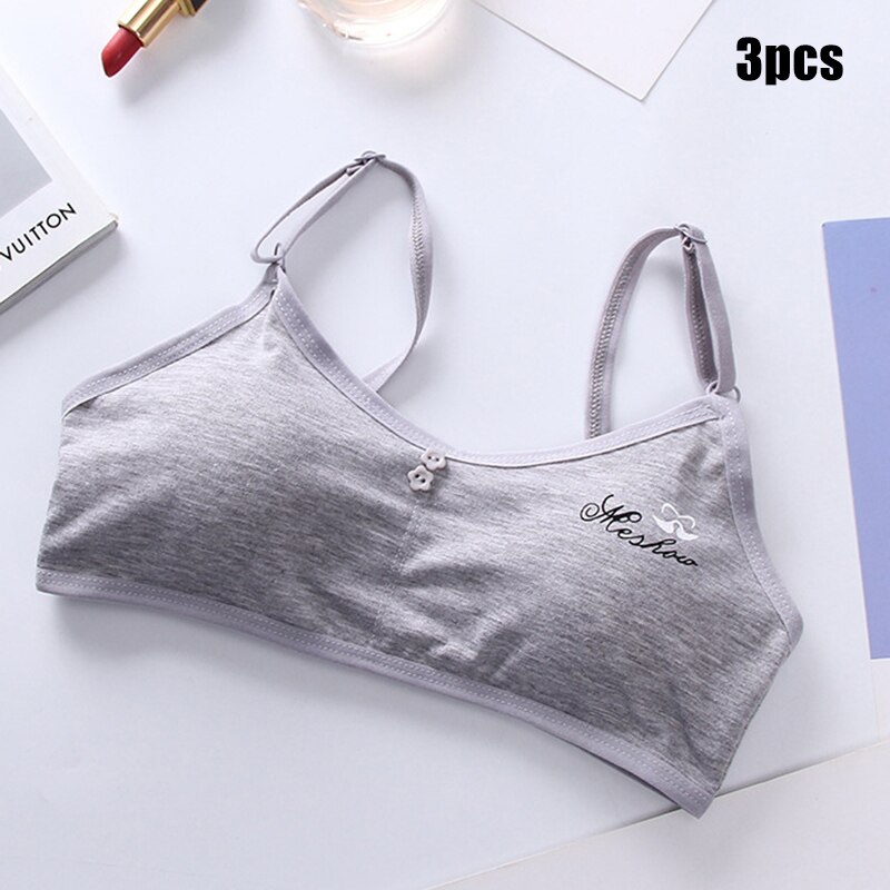 3Pcs Kids Meisje Verstelbare Bh Vest Kids Cotton Blended Beha Kleding Jaar Lbv: GRAY