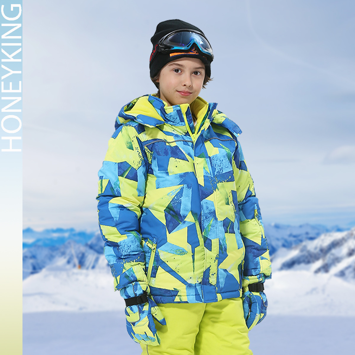 HONEYKING-ropa de esquí para niños, abrigo cálido de invierno a prueba de viento, impermeable, chaqueta de esquí para acampar, ropa de snowboard, prendas de vestir