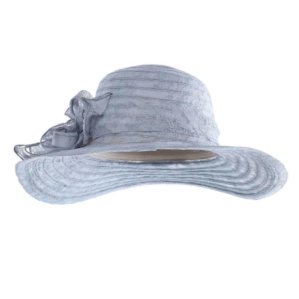 WELROG Women's Organza Church Kentucky Derby Fascinator Bridal Tea Party Wedding Hat Summer Female Pink Lace Church Cap: Gray