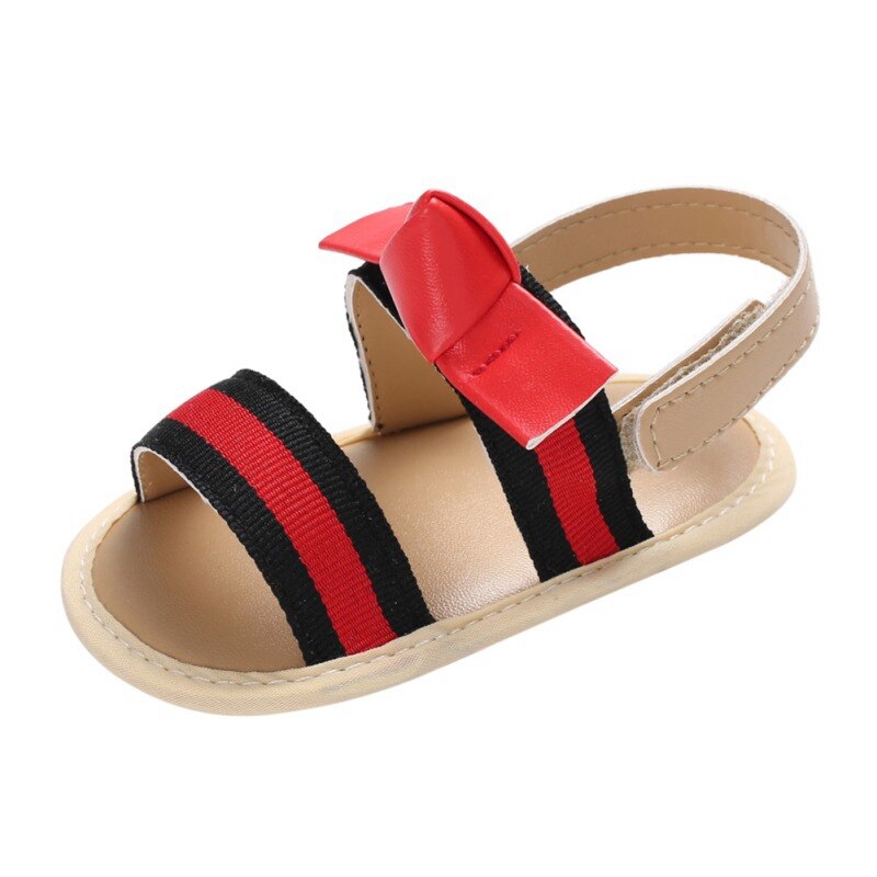 Scarpe carino Principessa Infante Appena Nato Del Bambino Delle Ragazze di Bowknot Del Bambino di Estate Sandali Anti-slip A Righe Scarpe: Black / 13-18 mesi