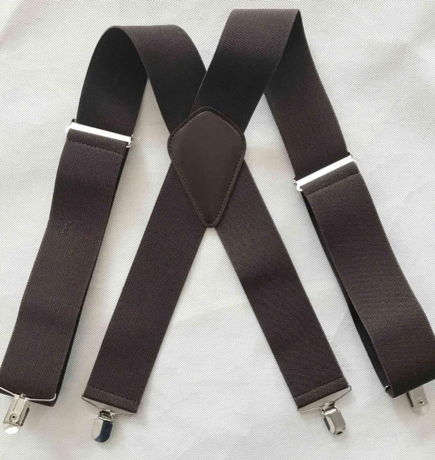 Hängslen herrhängslen för kvinnor jeans byxor byxa med clip-on hängslen elastiska hängslen: Grå