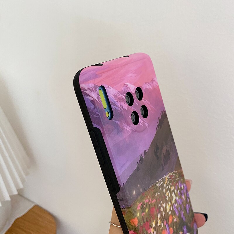 Mooie Landschap Vallei Veld Schilderij Telefoon Case Voor Huawei P40 Pro P30 Mate 30 Pro Zachte Siliconen Antifall Bescherm Cover coque