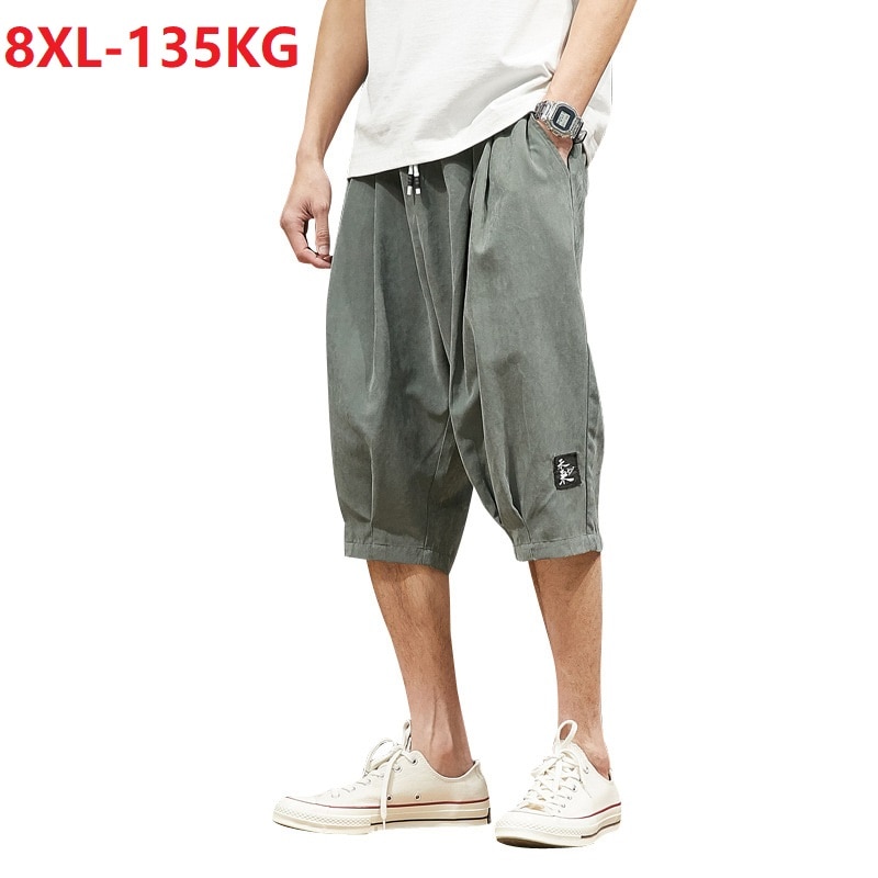Zomer Shorts Mannen Mode Japanse Stijl Shorts Streetwear Dunne Plus Size 6XL 7XL 8XL Oversize Man Losse Shorts Elasticiteit 56 58