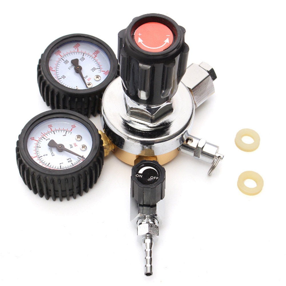 CO2 Gas Bottle Regulator Carbon Dioxide CO2 Regulators Pressure Reducer For Beverage Beer W21.8 Double Gauge Regulator