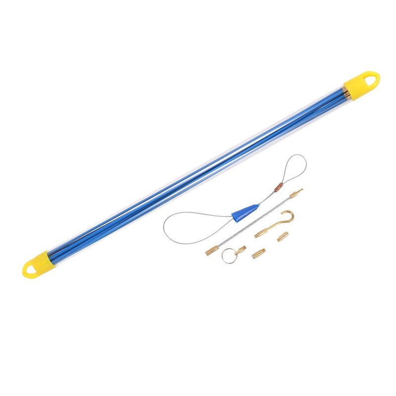 Fish Tape Cabling Rods 5.8M Fiberglass Electrical Cable Threader Running Puller In Case 10Rods X 58Cm, Blue: Default Title