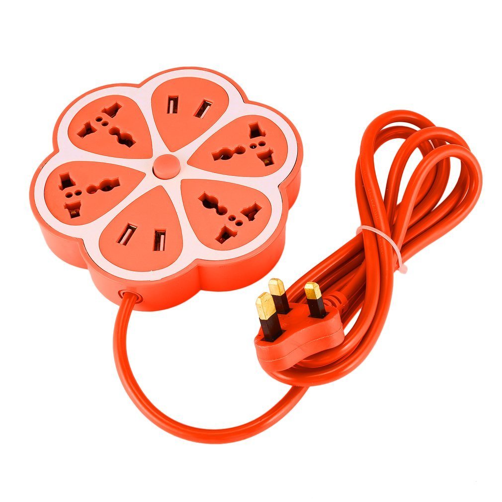 YPAY Power Strip - 1.8m Extension Cord - 12 Outlets - 4 USB Ports - Surge Protection: EU Plug / Pink