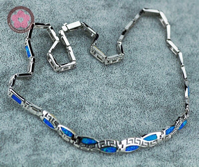 JZN0011Hot Blue Opal Necklace Trendy Jewelry for Women Top Chain Necklace Christmas