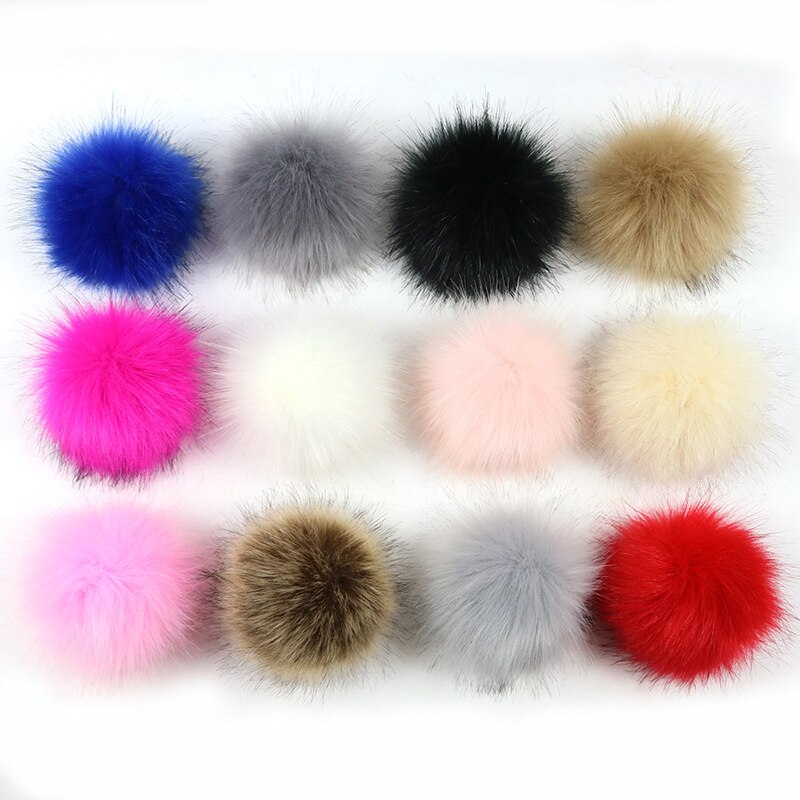 12Pcs 8Cm Diy Winter Faux Fur Ball Pompom Vrouwen Auto Tas Sleutelhanger Sleutelhanger Elastische Diy Sleutelhanger Konijn haarwortel Zakken Hoed Decor: 6