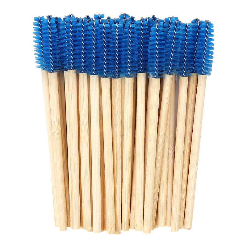 50 stuks bamboe handvat wimperborsteltjes mascara borsteltjes applicators wimperverlenging borsteltjes wenkbrauw krulborsteltjes make-up tool: Ivoor / Geitenhaar