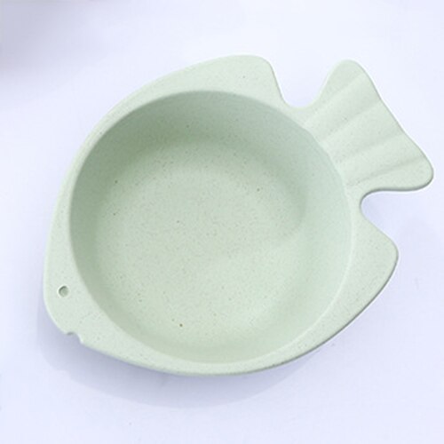 6 Stks/set Baby Mooie Kom Tarwe Materiaal Kinderen Sectionele Diner Plaat Tarwe Stro Materiaal Kom Servies Set Plastic Effen: 1 pcs green bowl
