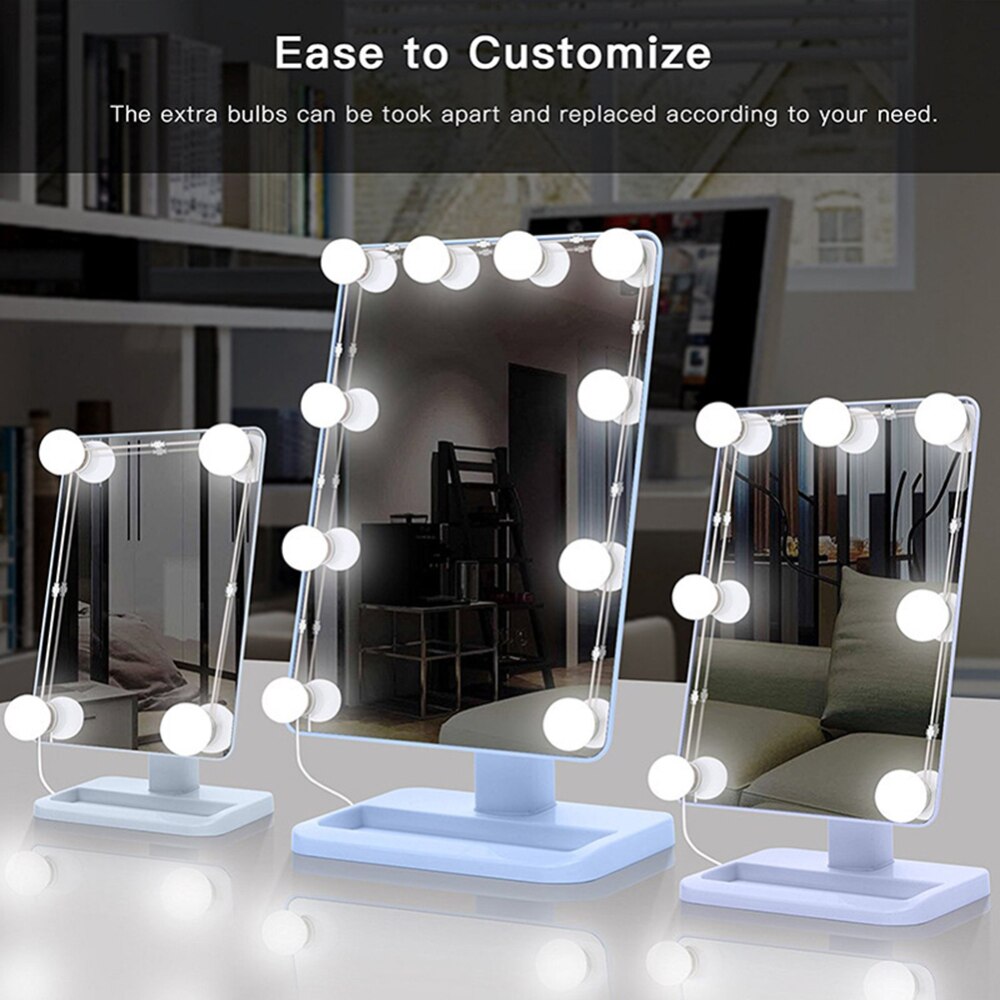 10 lumière LED ampoules lampe Kit pour maquillage miroir lumineux maquillage cosmétiques miroirs 3 niveaux réglable luminosité ampoules lampe