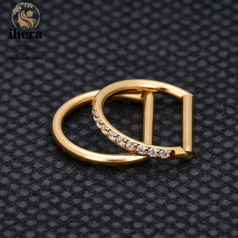 1/10 pièces 316L acier inoxydable D forme nez anneau boucles d'oreilles 16G CZ pavé demi-anneau oreille Cartilage Tragus Helix conque Piercing bijoux