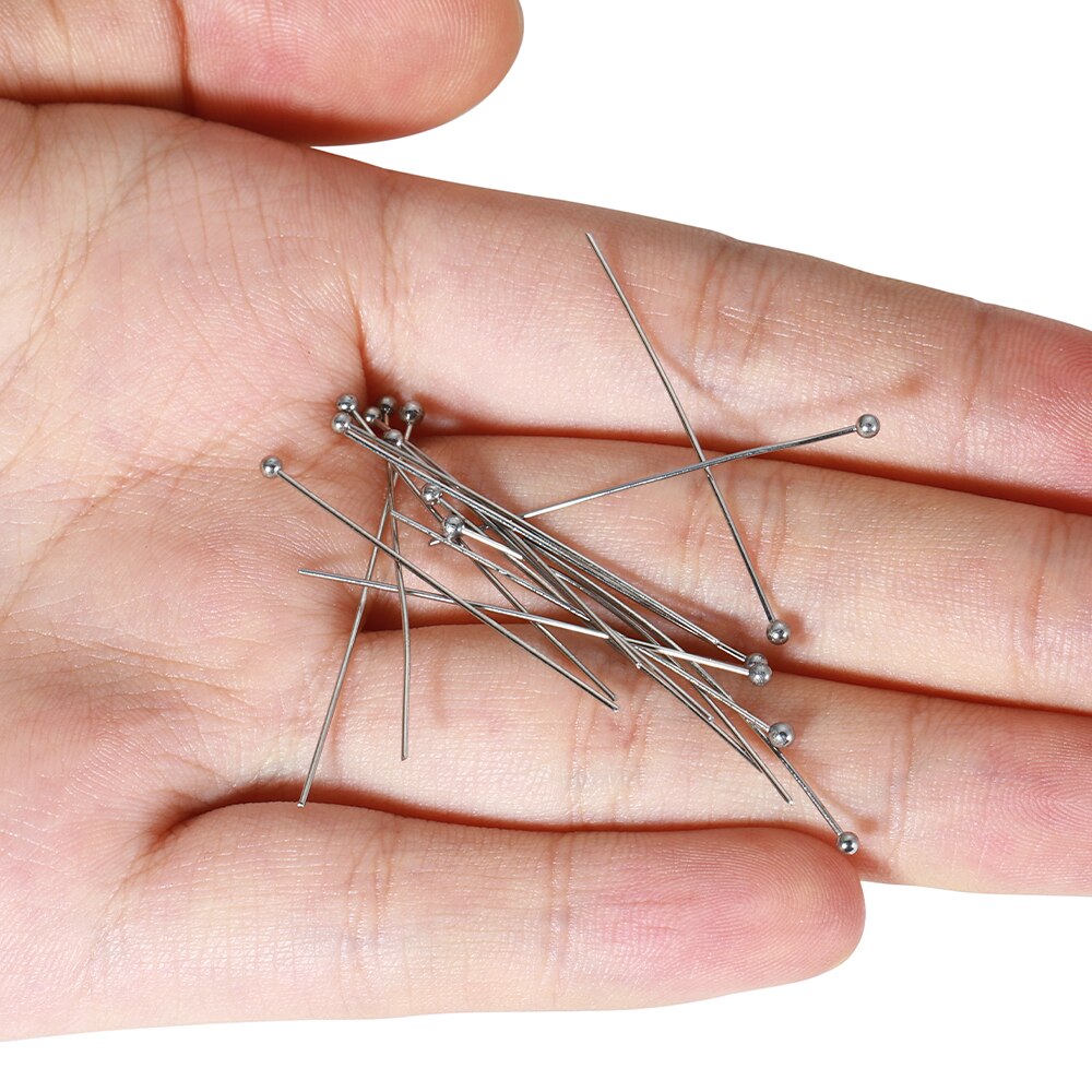 100pcs Stainless Steel Ball Head Pins for DIY Jewelry Making 12-40mm Head Pins Needlework Handmade Components Findings