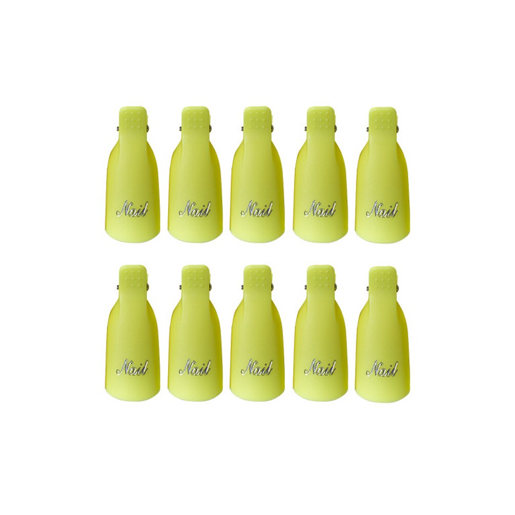 Plastic Nail Art Losweken Cap Clip Uv Gel Polish Remover Wrap Tool Nail Art Tips Voor Fingers Nagellak remover Nail Tool: Yellow