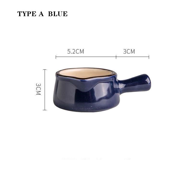 Poignée courte en céramique petit pot à lait plat de sauce salade de style européen plat de sauce tomate vaisselle de cuisine: TYPE A  BLUE