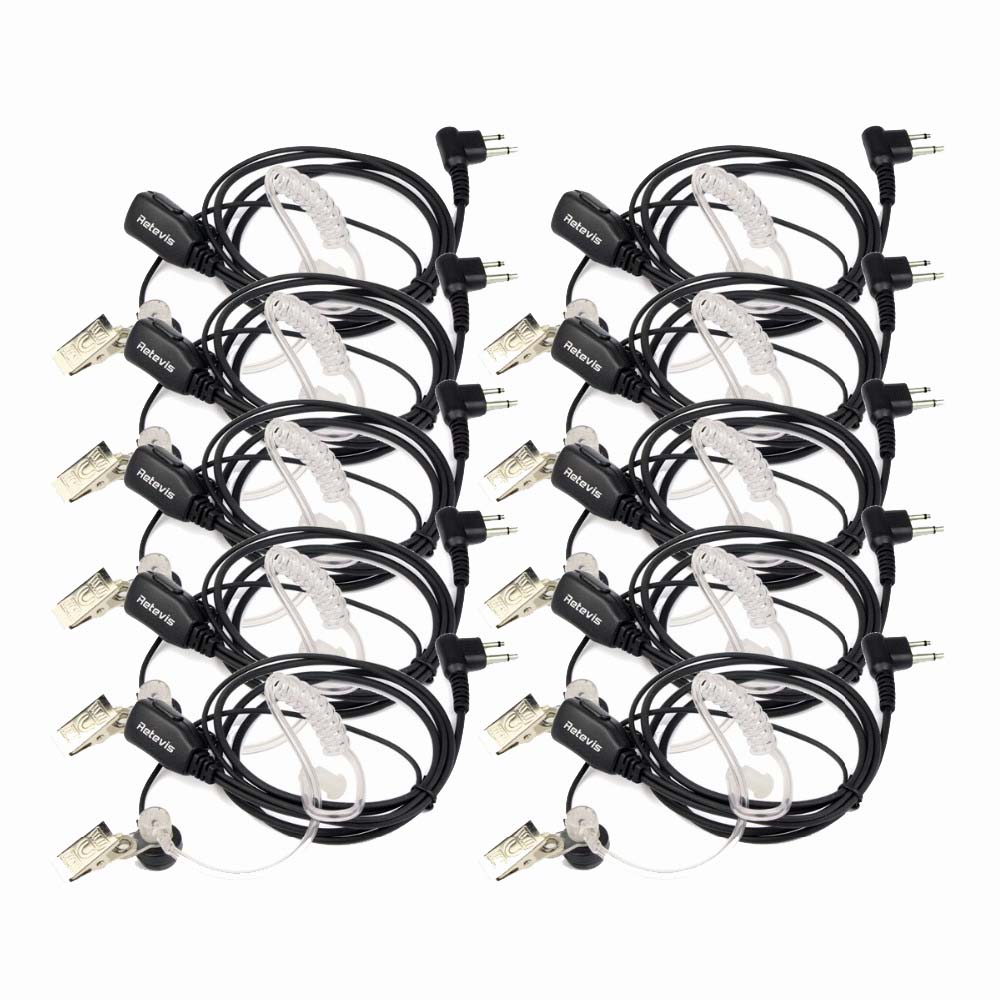 Retevis 10pcs Walkie Talkie Headset voor Transceiver Akoestische Buis Oortjes PTT MICROFOON Voor Motorola DP1400/GP2000/CP200/040 voor HYT: Default Title