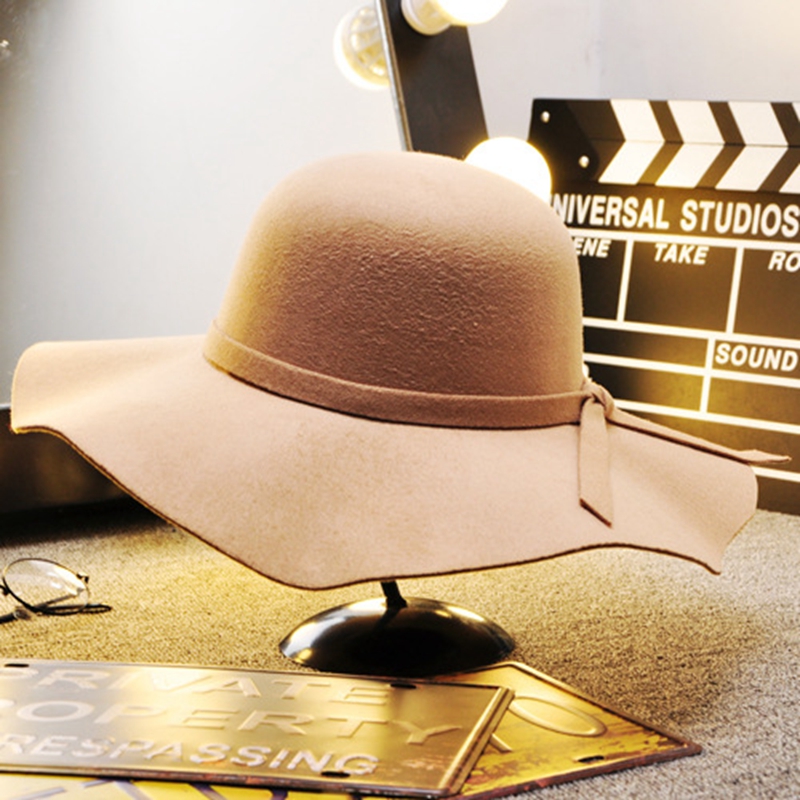 Britisk stil med filthatte til kvinder, stor skyggehat, flad skygge, hvid kasket til damer, efterår og vinter: L / Dyb safir