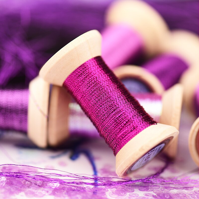 Serie rosa violeta de hilo de oro/hilo de bordado francés/carrete de bordado/hilo de bordado dorado colorido/50 metros/rollo