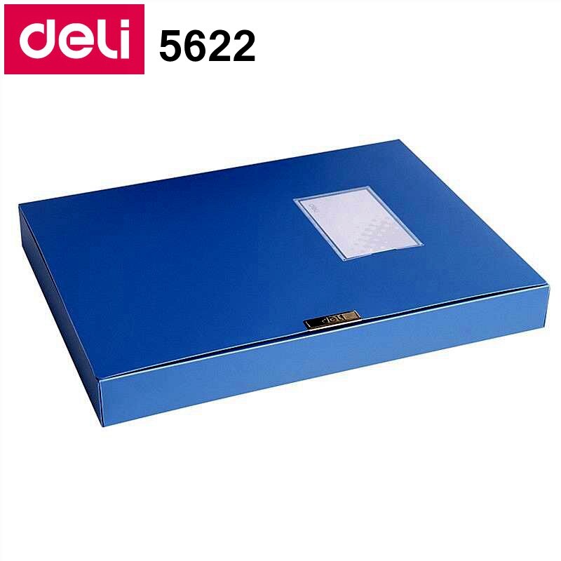 5PCS/LOT Deli 5622 5623 A4 file box documents box file case with Plush clasp 35mm 50mm Color blue & black